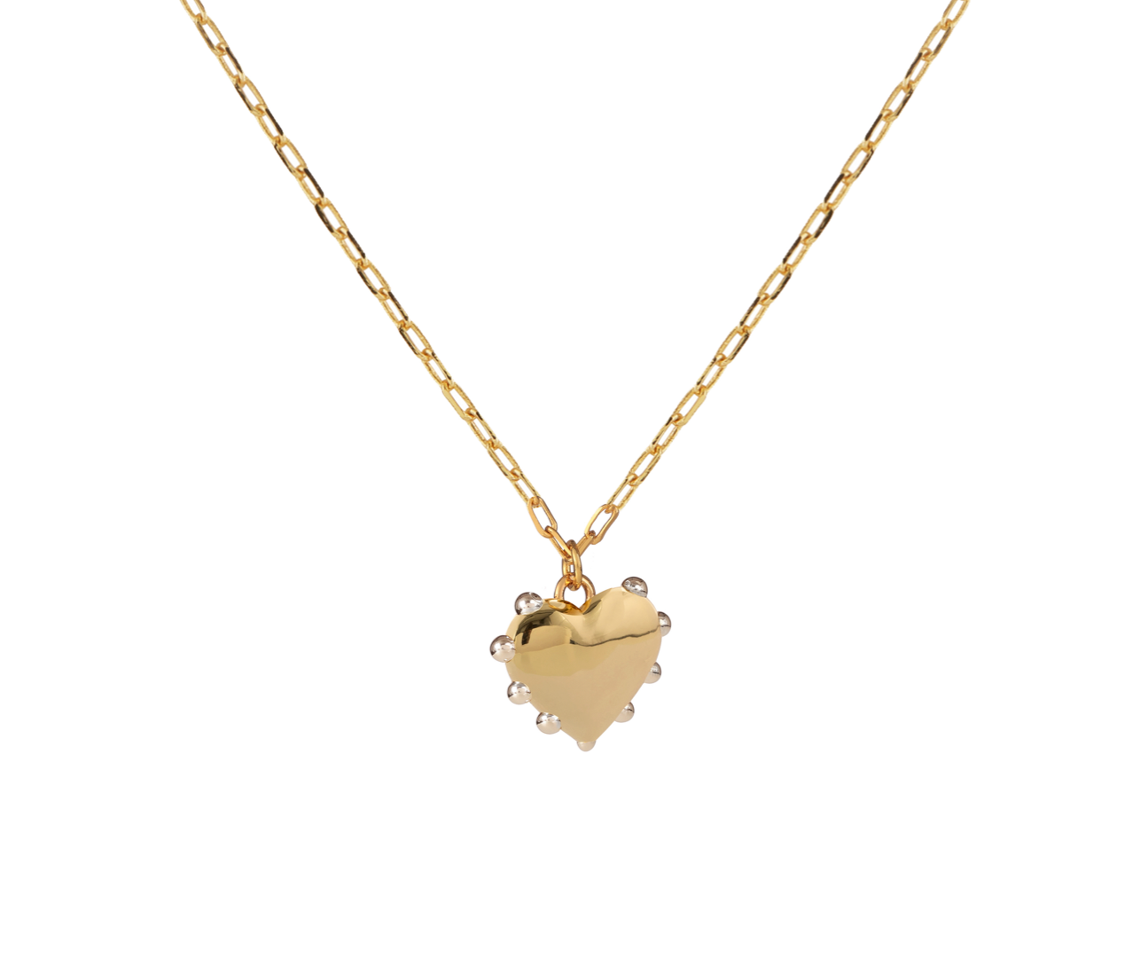 Milagros Mixed Metal Heart Link Chain Necklace