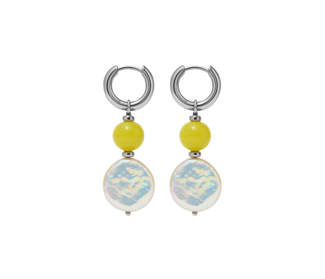 Silver Orbit Earrings - Citrine