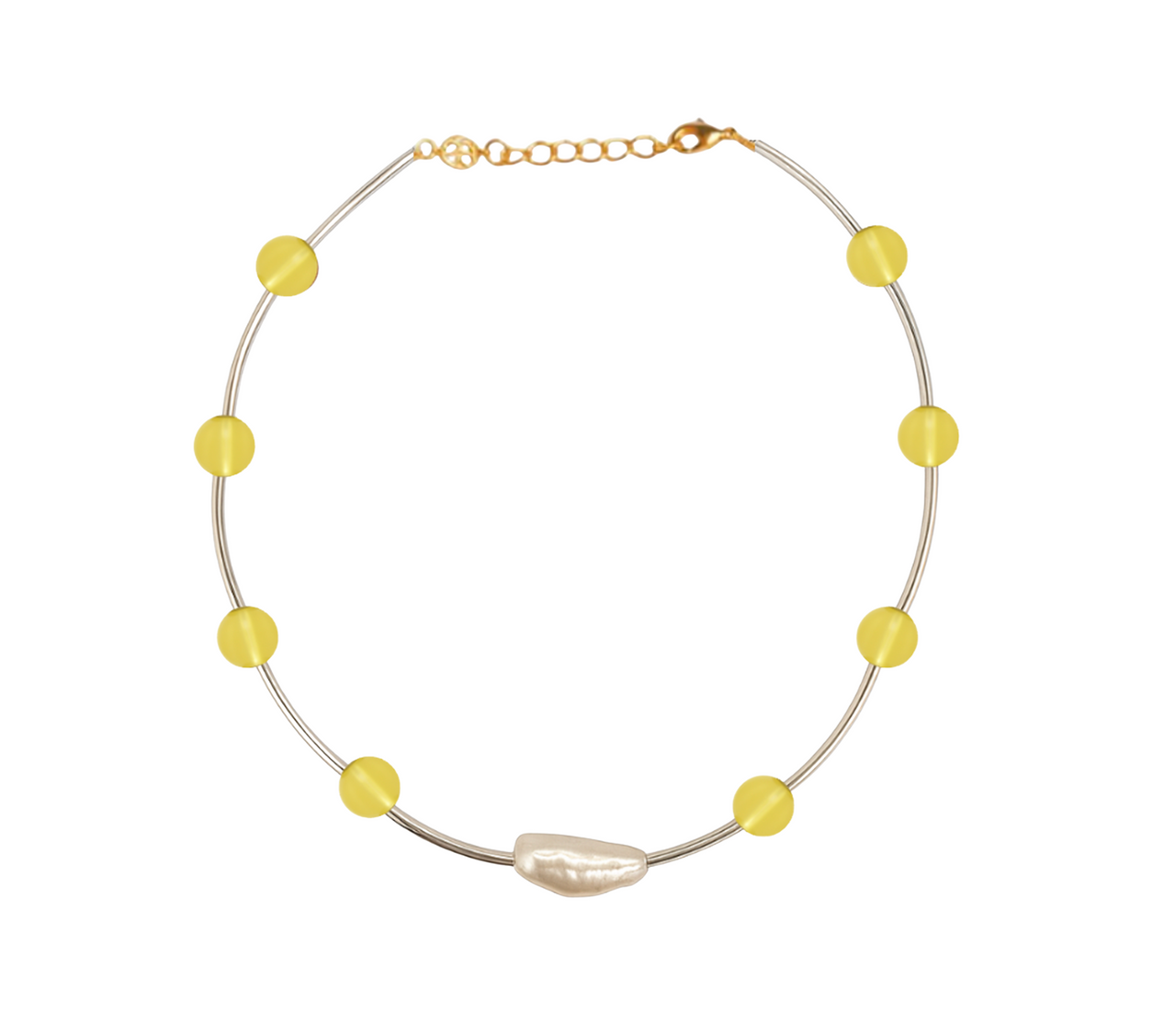 Silver Orbit Necklace - Citrine