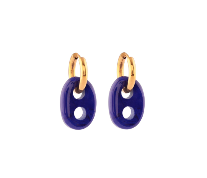 PAIR Mariner Link Blue Glass Earrings - 2 PAIRS IN STOCK