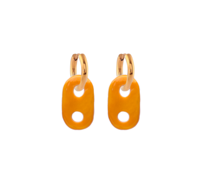 PAIR Mariner Link Orange Glass Earrings