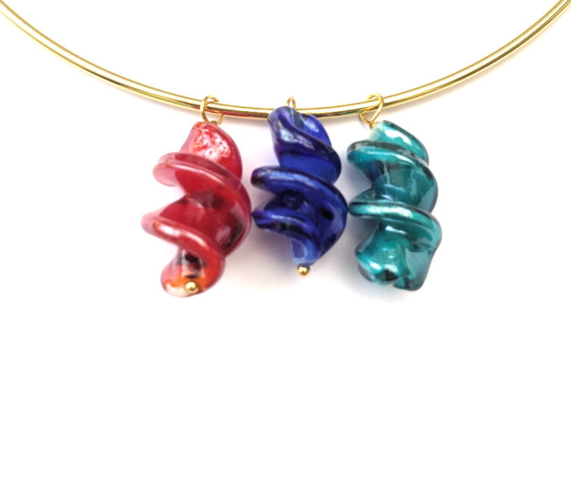 Triple Glass Charm Collar Necklace