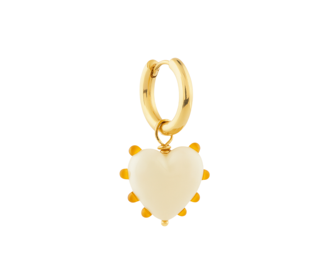 Milagros Heart Amber Pearl Earring