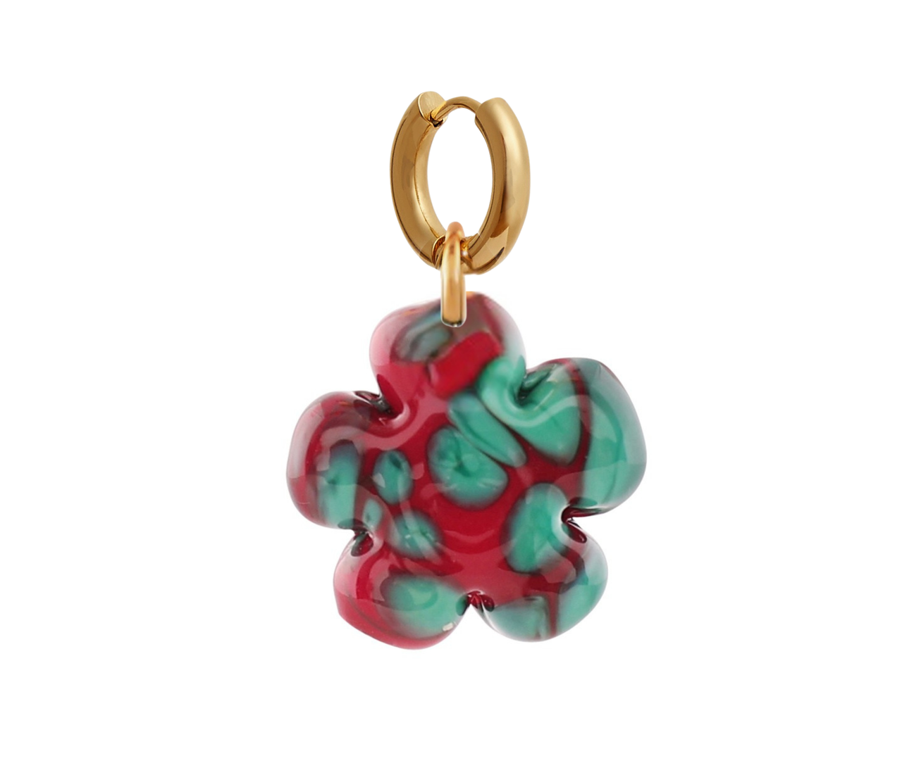 Clover Red & Turquoise Glass Earring - Sample