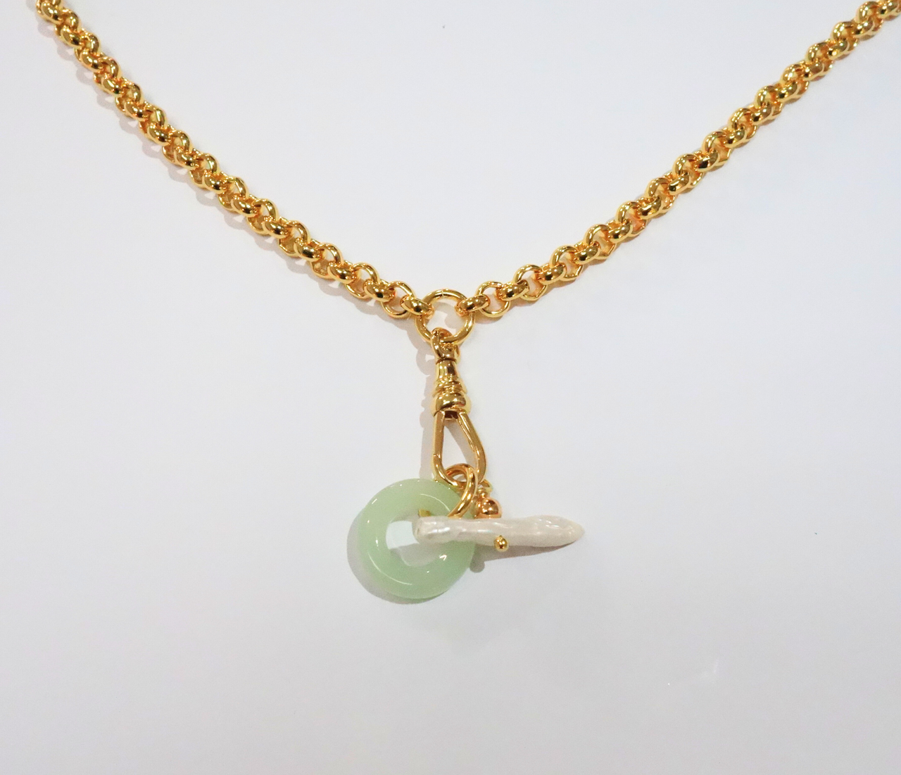 3 in 1 carabiner link Necklace - GREEN