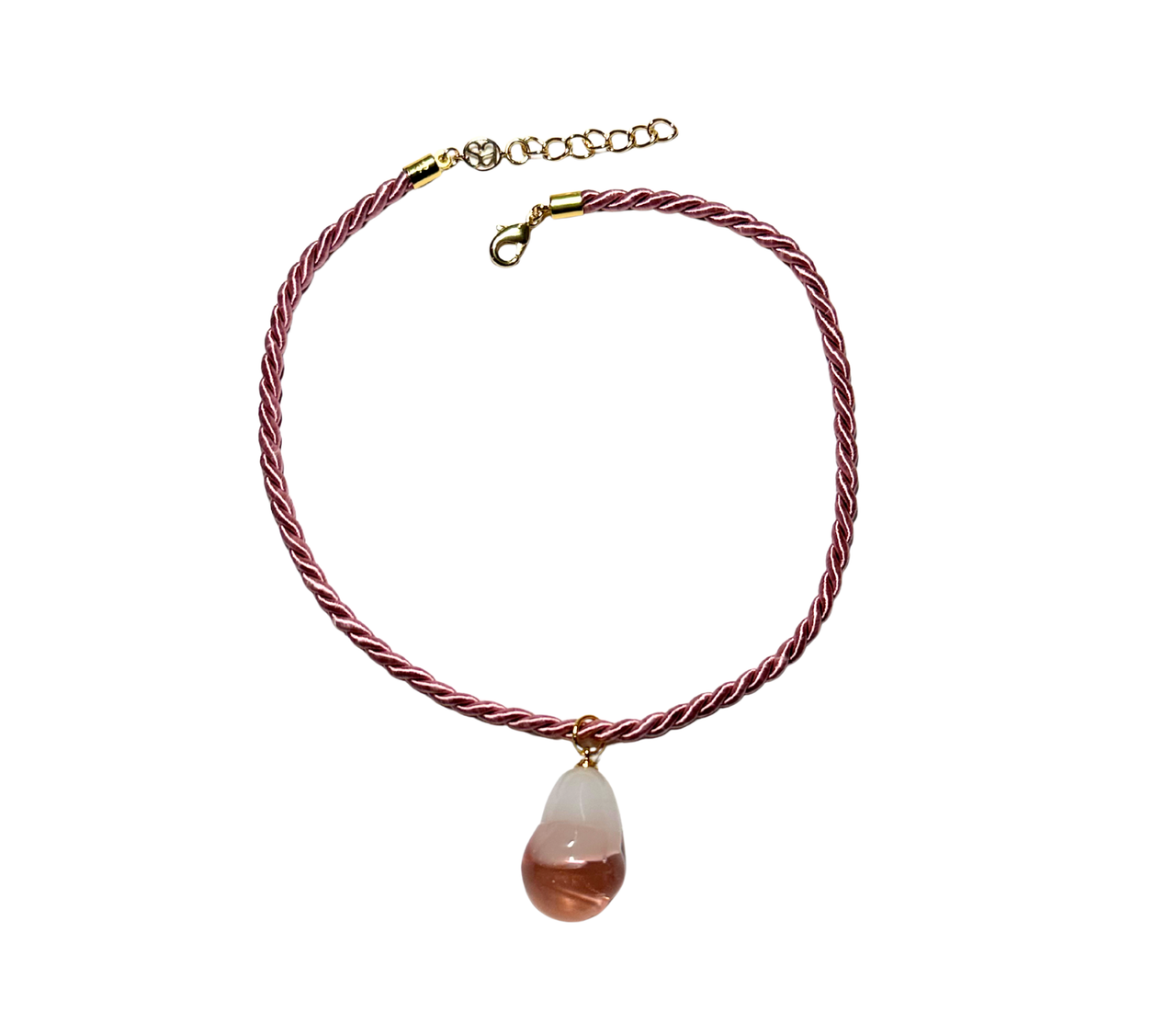 XL Glass Baroque Pink Pearl & Silk Cord Necklace