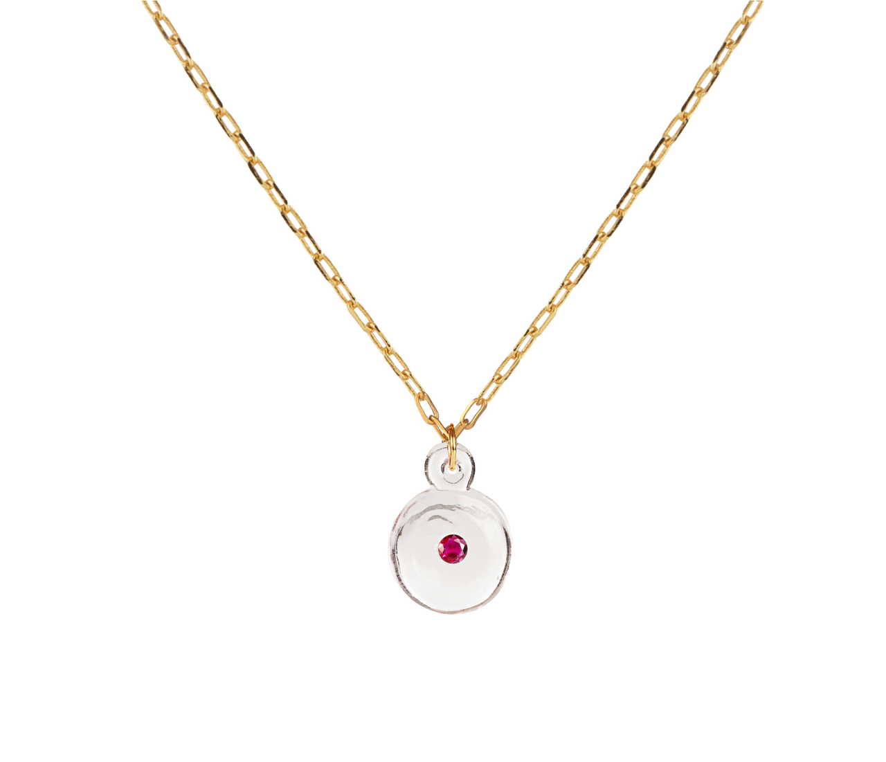 Zirconite Clear & Red Chain Necklace