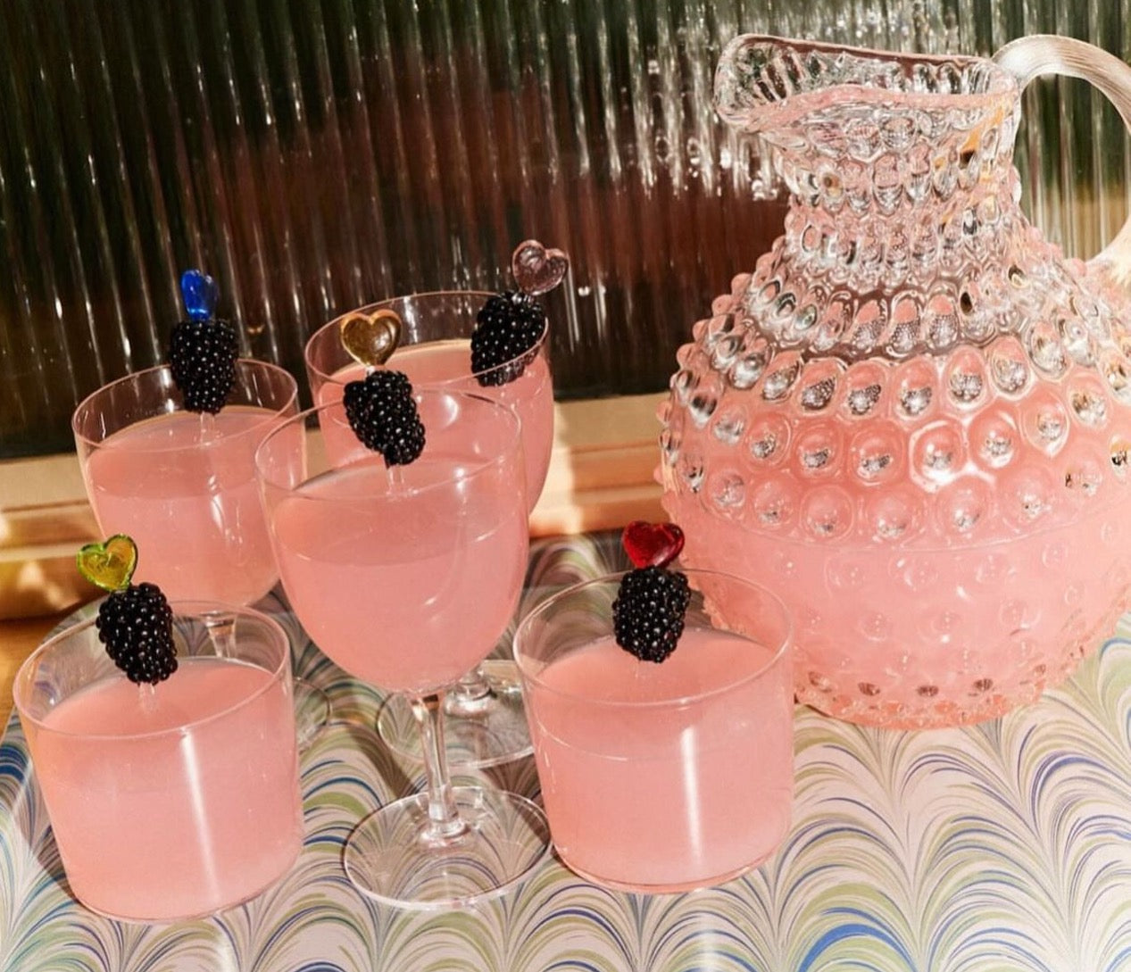 Cocktail & Nibble Murano Glass Sticks - Hearts