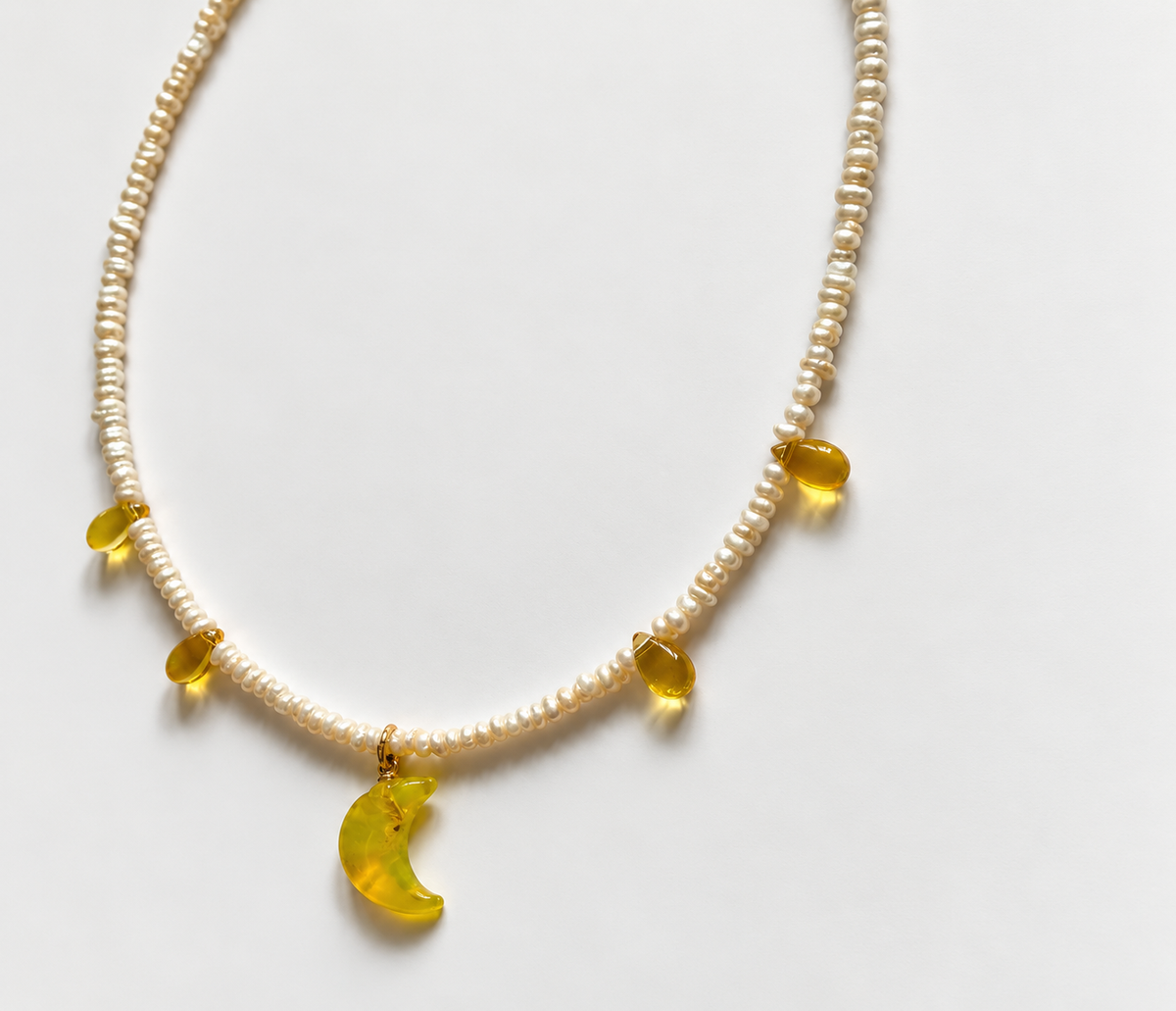 Lunar & Teardrop Pearl Necklace - 1 IN STOCK