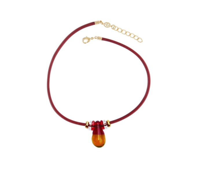 Buoy Red Leather Cord Necklace