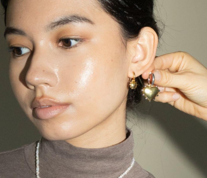 Mixed Metal Milagros Heart Earring