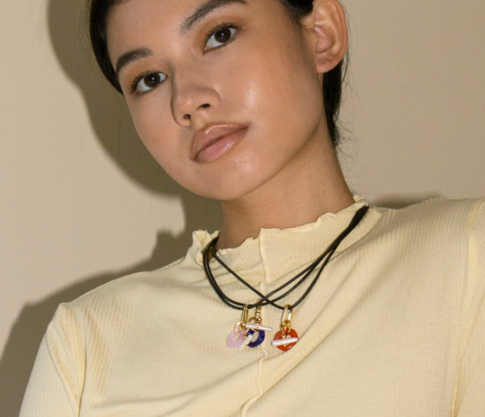 Toggle Link Blue Leather Cord Necklace