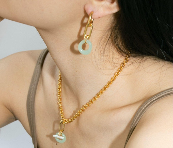 Toggle Link Green Earring