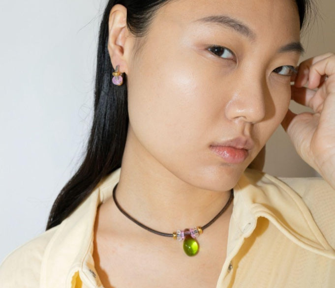 Buoy Green Leather Cord Necklace