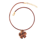 Clover Mustard Leather Cord Necklace