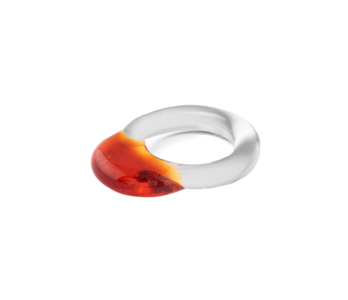 Flat Amber Glass Ring
