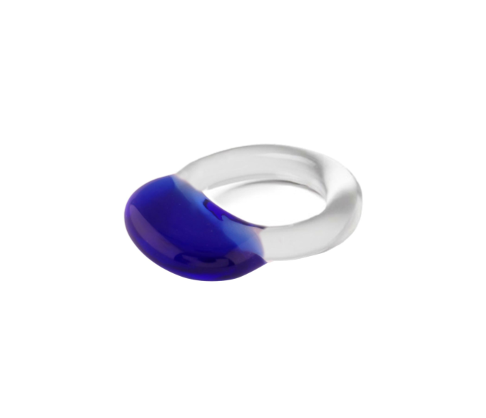 Flat Blue Glass Ring