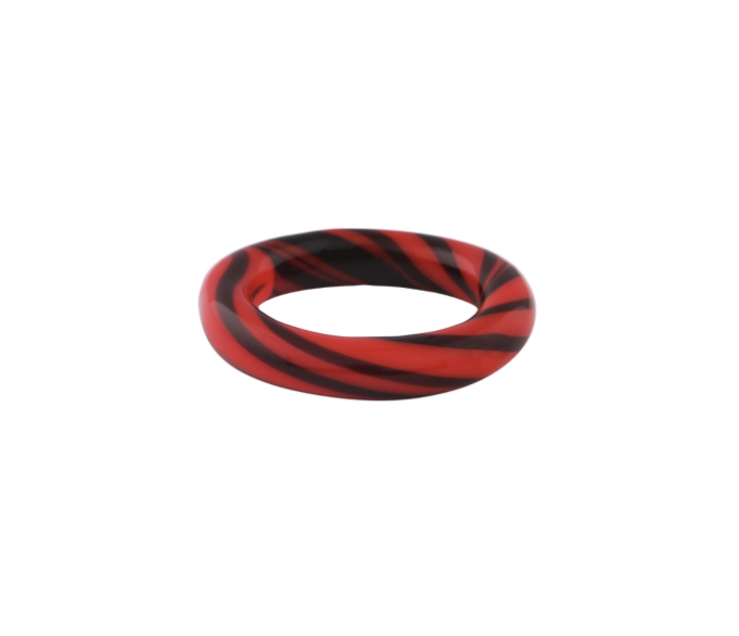 Liquorice Red & Black Glass Ring
