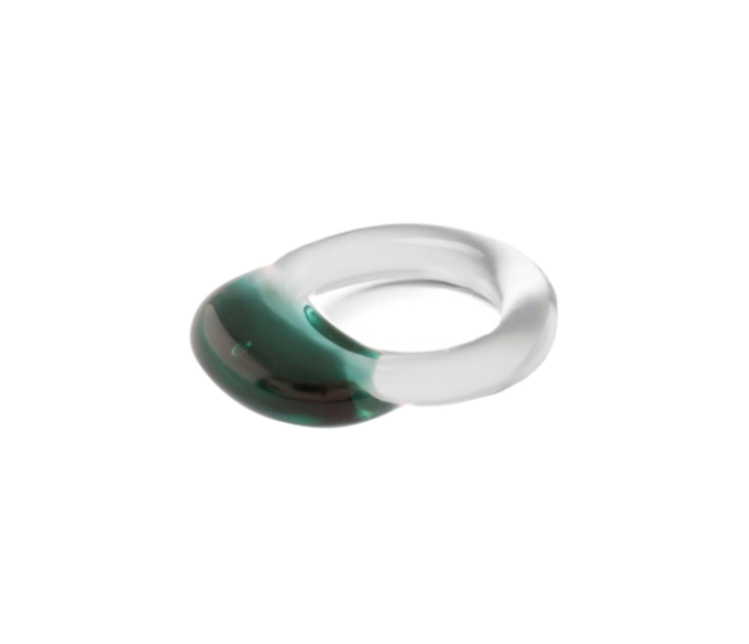 Flat Marine Green Glass Ring
