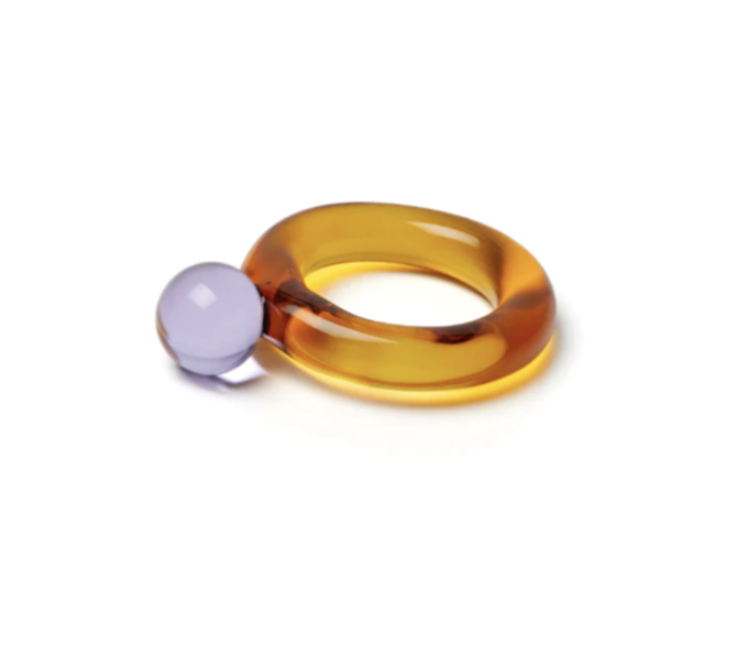 Bolita Combo Amber & Lavender Glass Ring