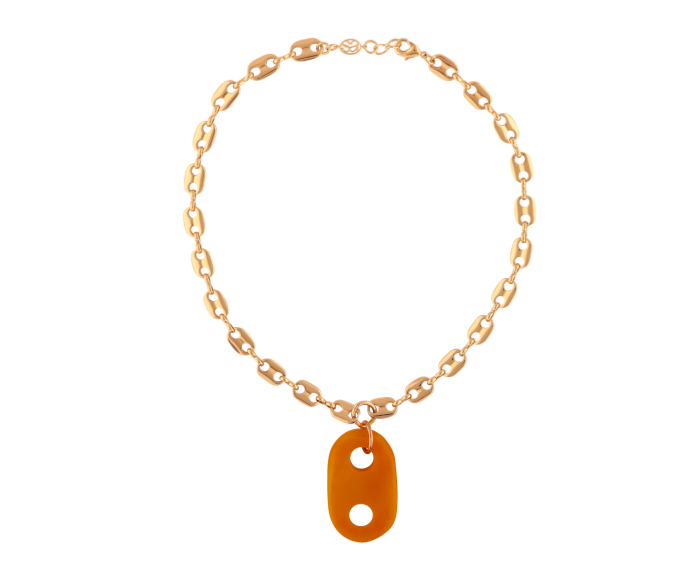 Mariner XL Glass Link Necklace Orange