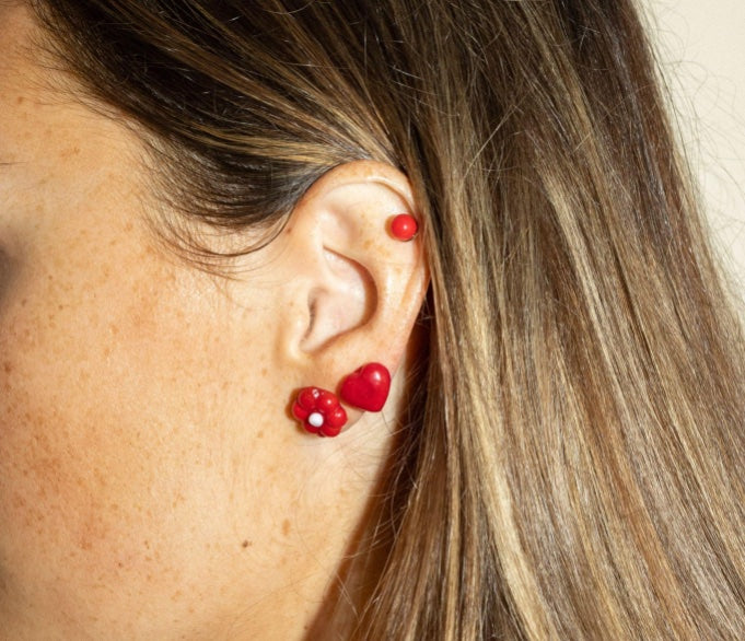 Daisy Red Stud Earring