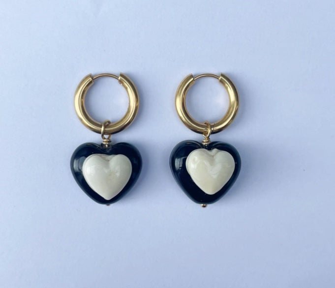 Heart Button Earrings PAIR - SAMPLE