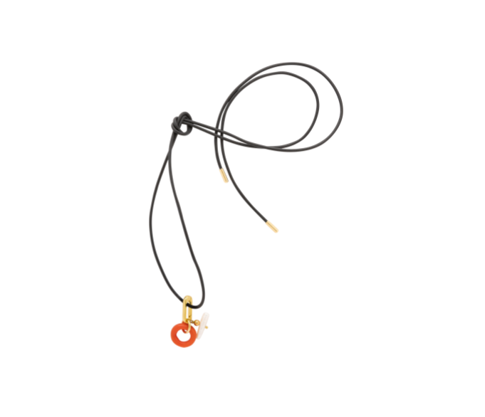 Toggle Link Coral Leather Cord Necklace