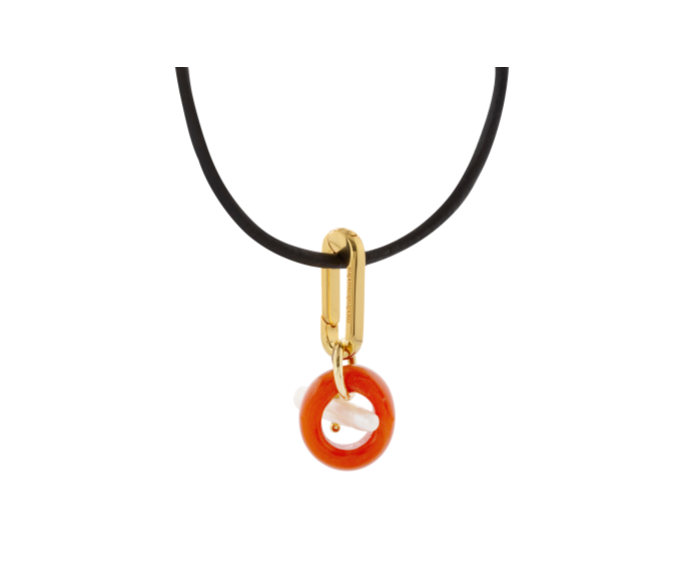 Toggle Link Coral Leather Cord Necklace