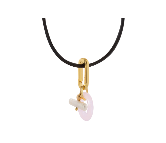 Toggle Link Pink Leather Cord Necklace