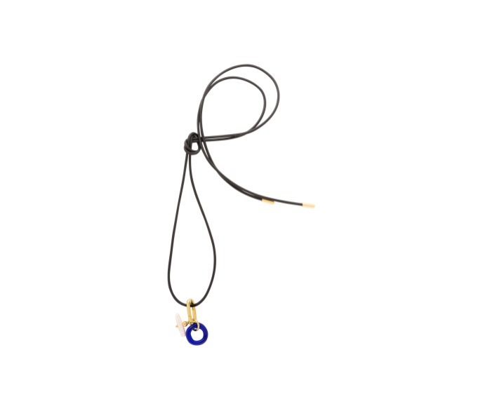 Toggle Link Blue Leather Cord Necklace