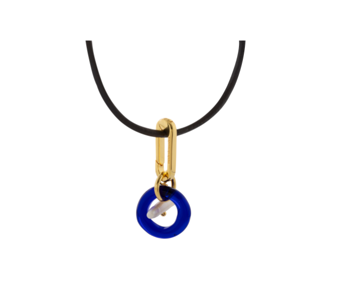 Toggle Link Blue Leather Cord Necklace