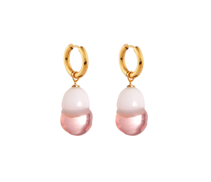 PAIR OF XS Glass Baroque Pearl Blush Earring