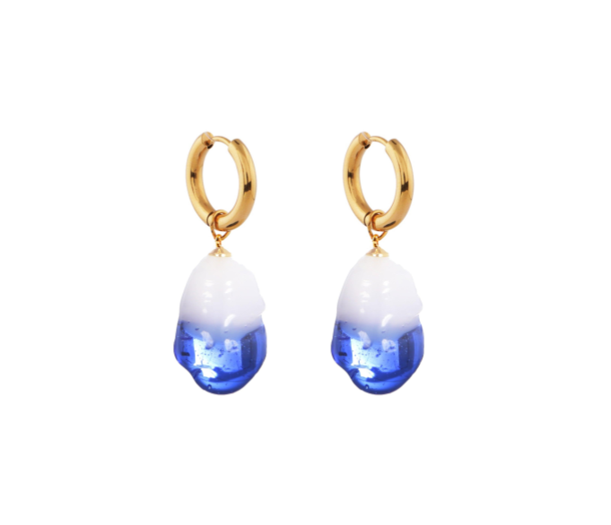 Pair of XS Glass Baroque Pearl Blue Earring