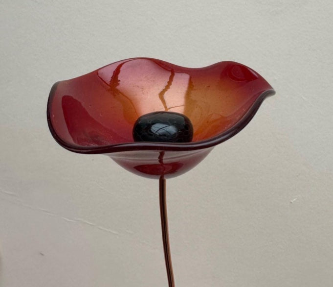 Red Classic Poppy Glass Flower