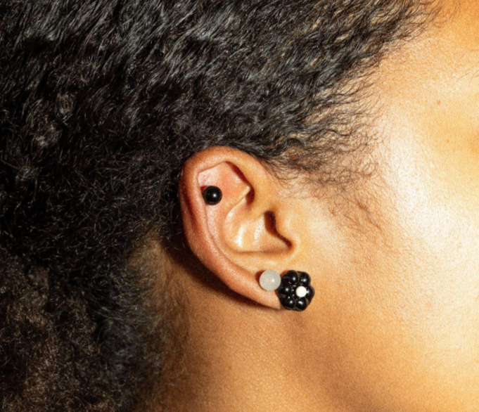 Bolita Black Stud Earring