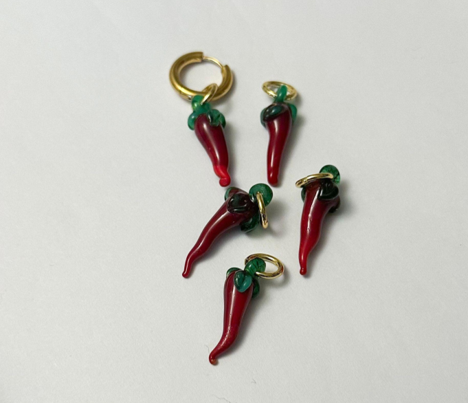 Jalapeño Pepper Red Glass Earring PAIR - SAMPLE