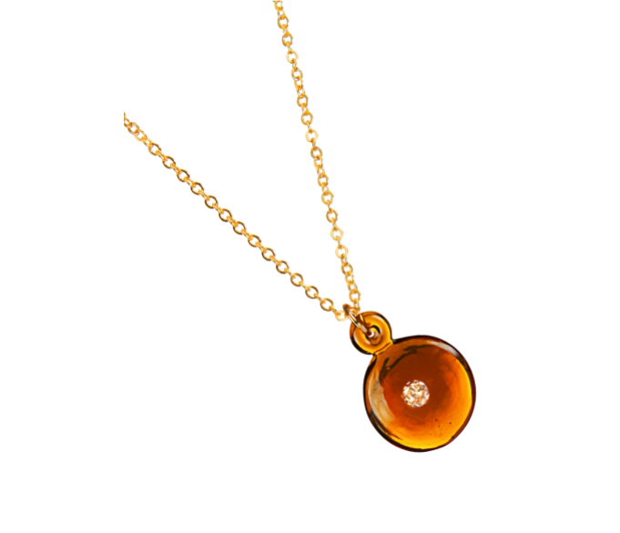 Zirconite Amber and Trace Chain Necklace