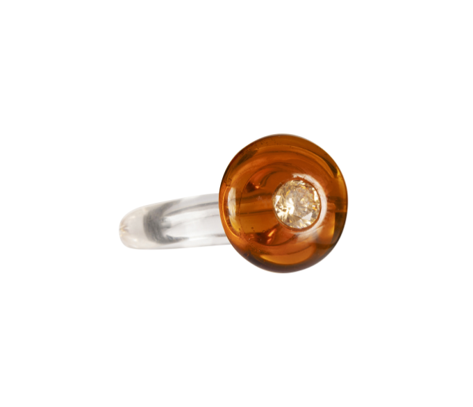 Zirconite Amber Glass Ring