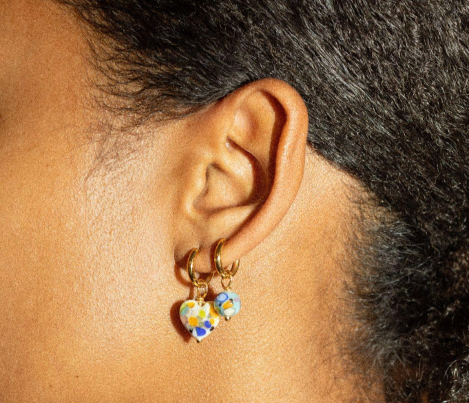 Mini Zero Waste Blue Pebble Earring