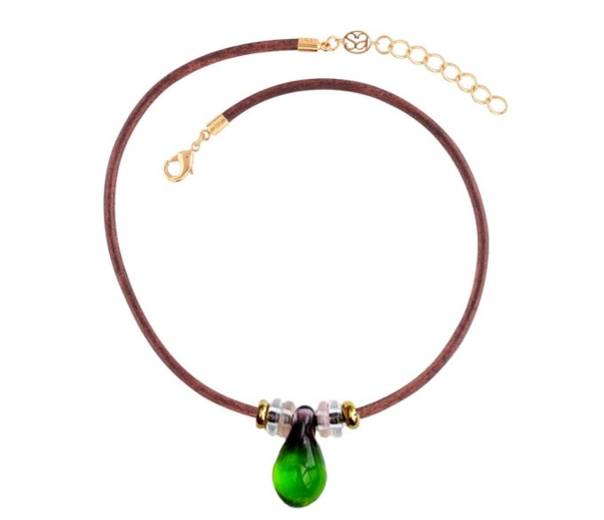 Buoy Green Leather Cord Necklace