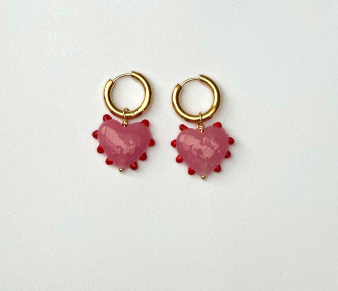 PAIR Milagros Heart Pink Earring