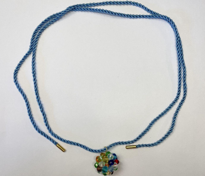 Flori Multi Glass & Blue SiIk Cord Necklace-  SAMPLE