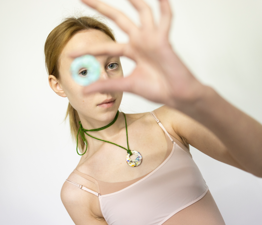 Zero Waste Disc Blue Cord Necklace