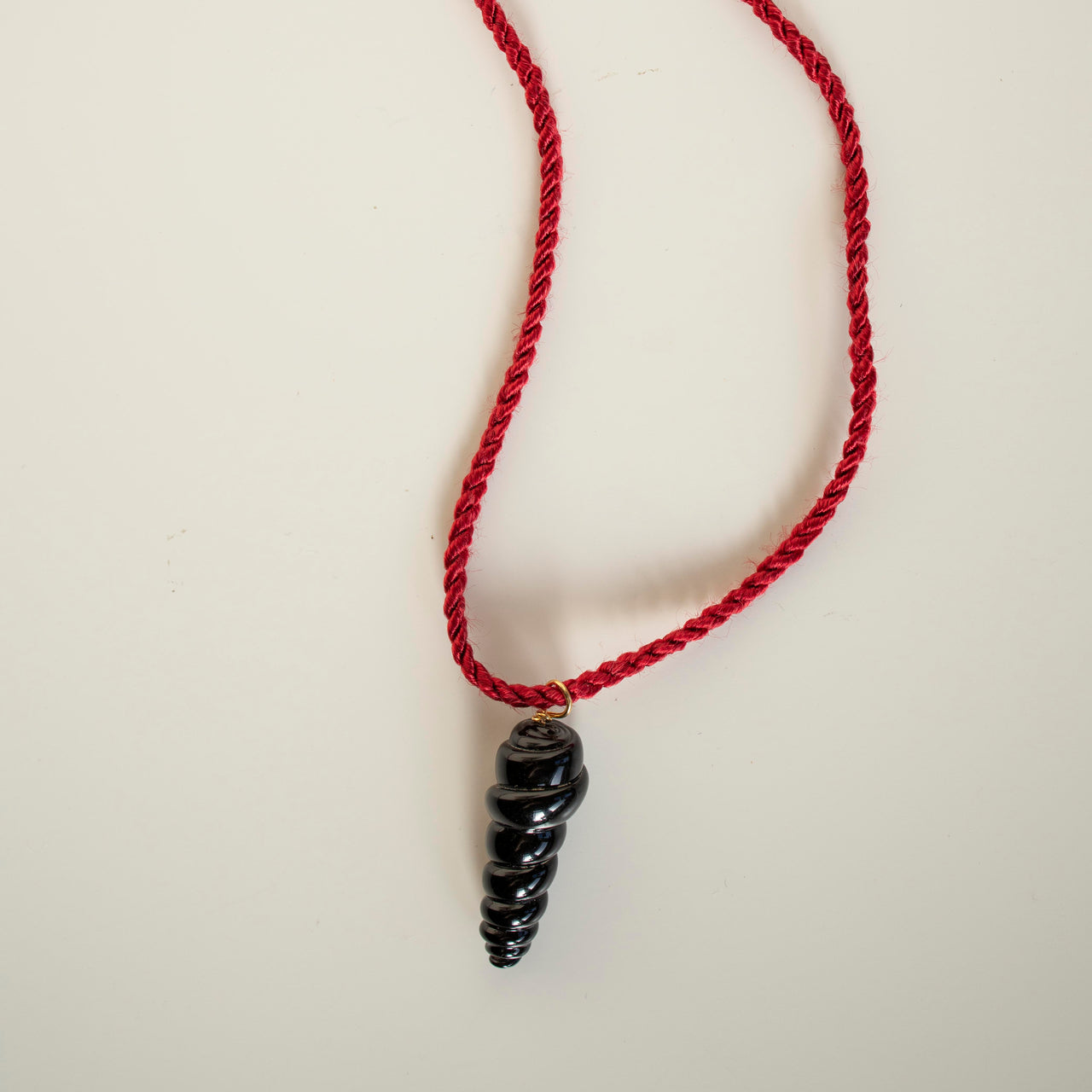 Black Sea Shell Silk Cord Necklace - SAMPLE