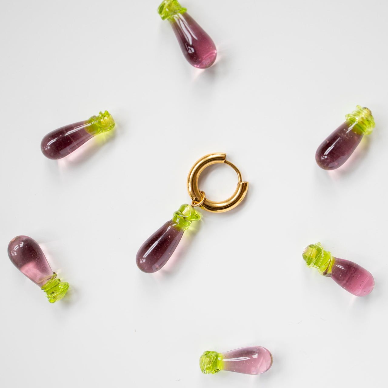 Mini Translucent Aubergine Earrings - SAMPLE