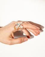 Daisy Clear & Amber Dot Glass Ring