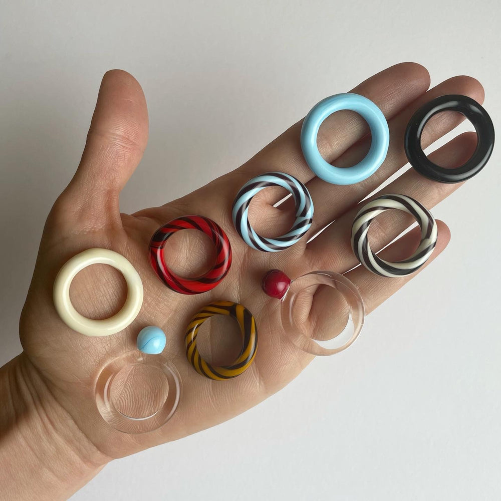 Linea Pastel Blue Glass Ring