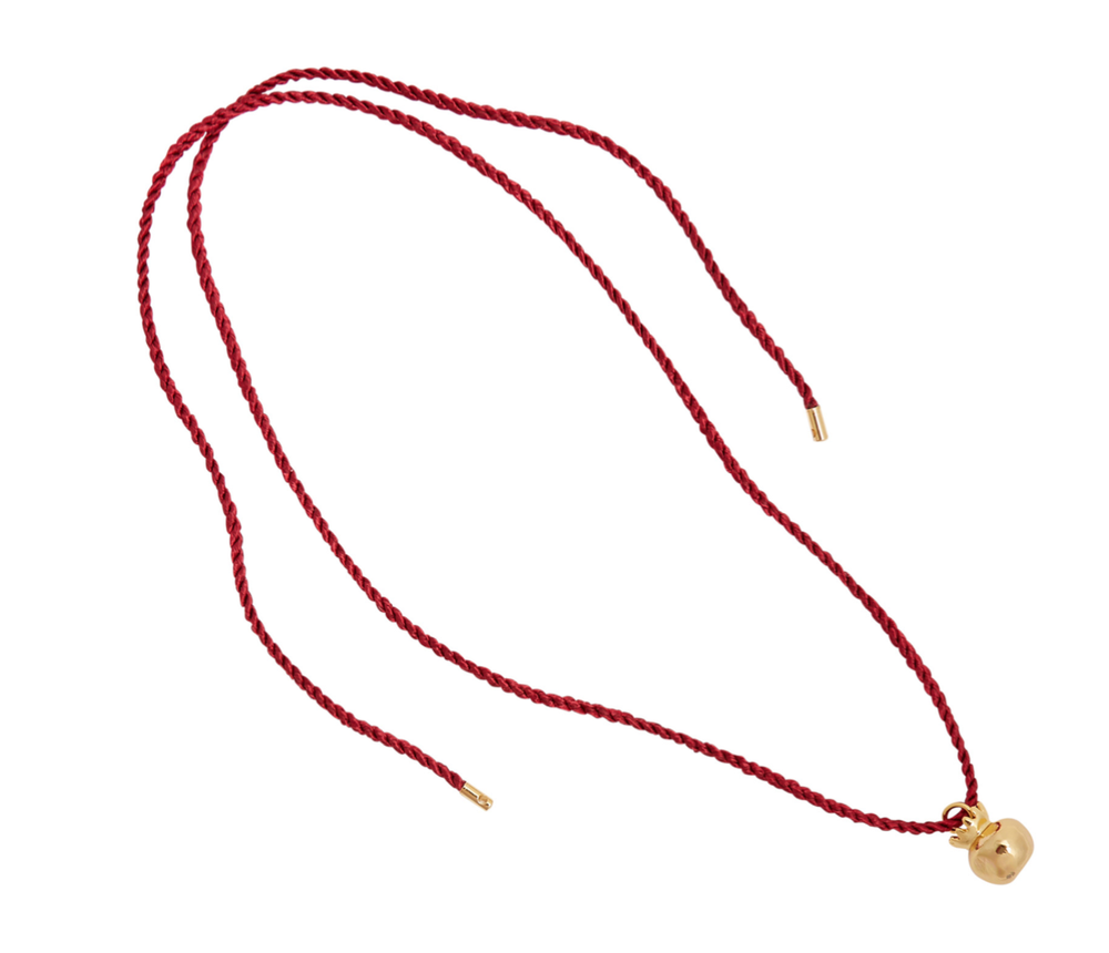 Gold Pomegranate & Silk Cord Necklace