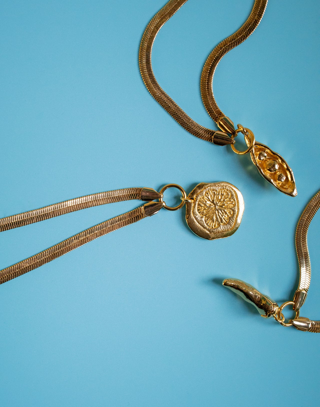 Gold Lemon Slice & Snake Chain Necklace